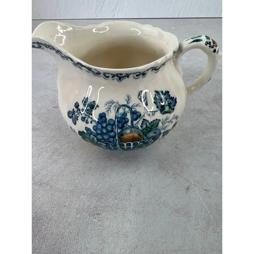 Antique Masons Ironstone of England Royal Blue Fruit‎ Basket Creamer